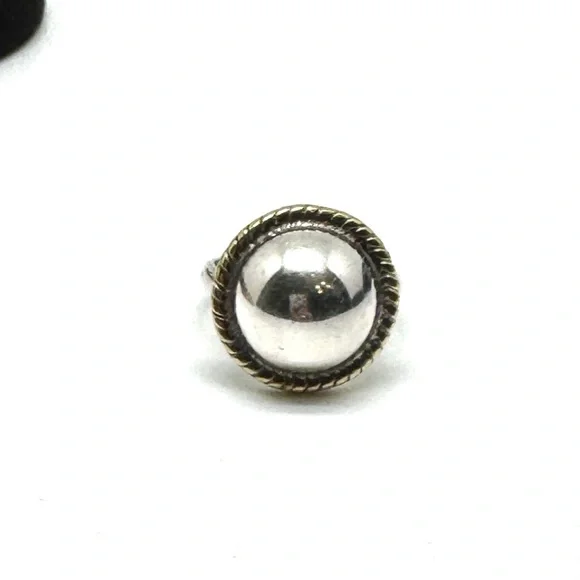 Vintage Taxco ATON Sterling Silver Two-Tone Dome Ring with Rope Edge Size 6 1/2 - Picture 5 of 16